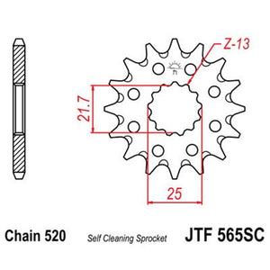 Piñon de acero antibarro Kawasaki Z650 / Yamaha MT-03 / Yamaha WR450 Z-13 JT Sprockets JTF565.13SC