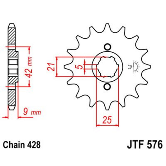 Piñon de Acero 19 Dientes JTF576 JT Sprockets