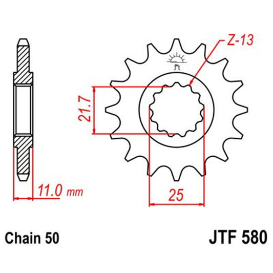 Piñon de Acero 16 Dientes JTF580 JT Sprockets
