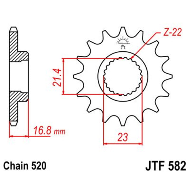 Piñon de Acero 16 Dientes JTF582 JT Sprockets
