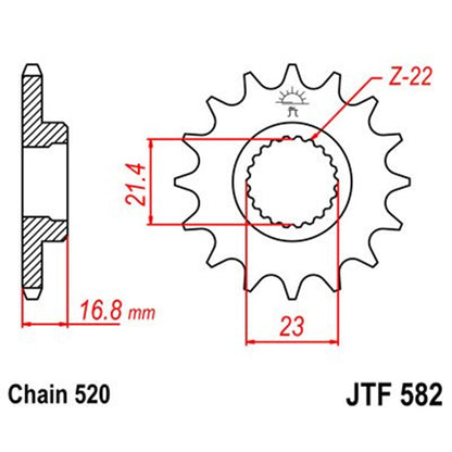 Piñon de Acero 16 Dientes Con Goma JTF582 JT Sprockets
