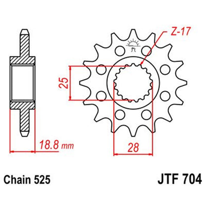 Piñon de Acero Con Goma Aprilia RSV 1000 / BMW F800 Z-16 JT Sprockets