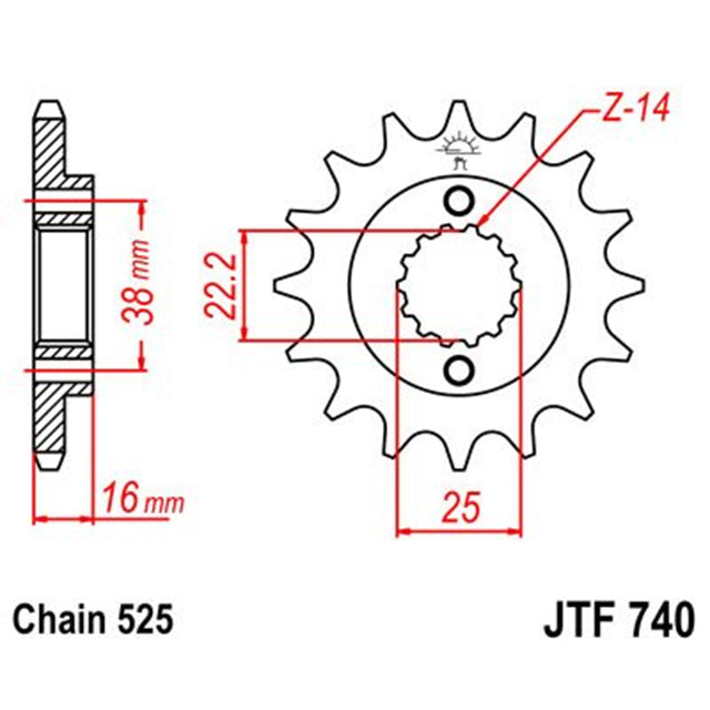 Piñon de Acero 15 Dientes Con Goma JTF740 JT Sprockets