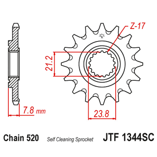 Piñon de Acero 13 Dientes antibarro JTF1344 JT Sprockets