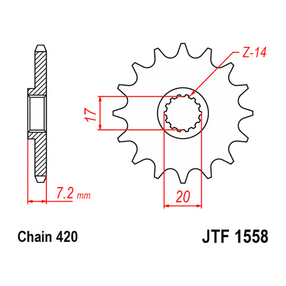 Pignon en acier Yamaha YZ 65 18-26 Z-14 dents JT Sprockets
