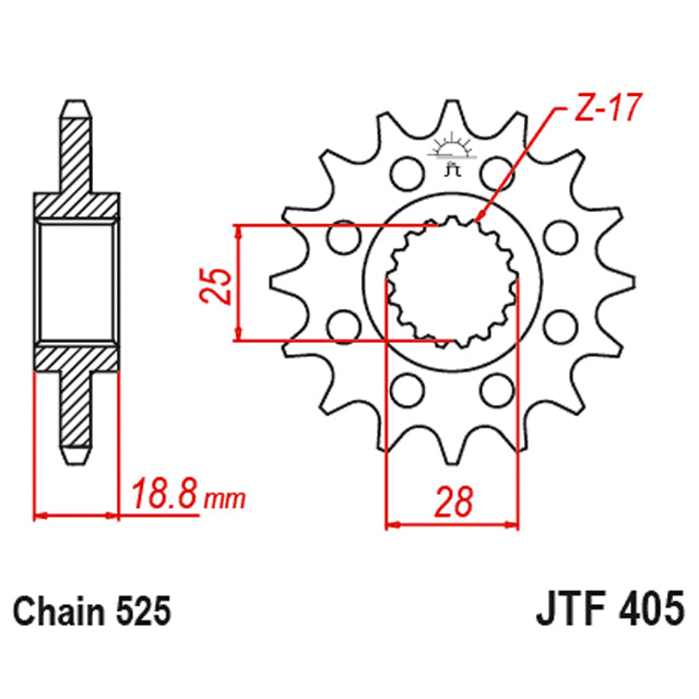 Pignon en acier 20 dents avec Manchon JTF405 JT Sprockets