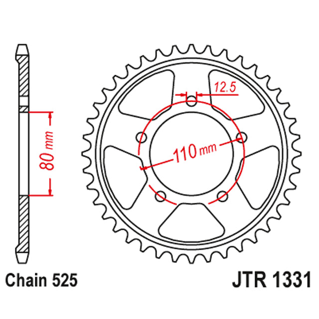 Corona de Acero 42 Dientes Zinc Negro JTR1331 JT Sprockets