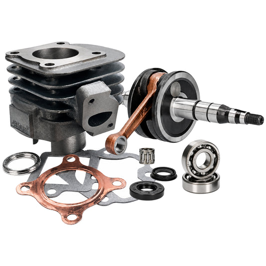 Kit cilindro 50cc Minarelli horizontal AC, cigueñal y rodamientos con retenes Allpro