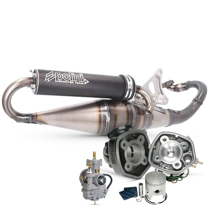 Kit Polini cilindro Sport 70cc, carburador CP 17,5mm e escape Polini
