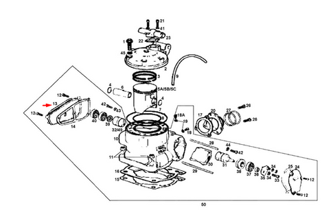 Tapa válvula cilindro izquierda Rieju EC 125/250/300 ME25610003