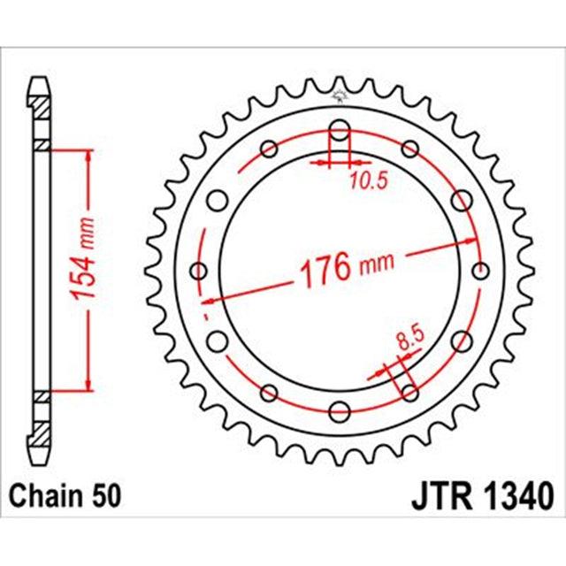 Corona de Acero 43 Dientes Zinc Negro JTR1340 JT Sprockets