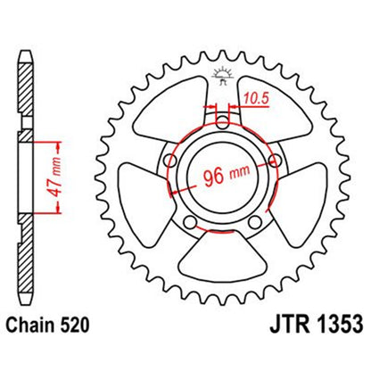 Corona de Acero 40 Dientes JTR1353 JT Sprockets