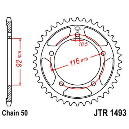 Corona de Acero 42 Dientes Zinc Negro JTR1493 JT Sprockets