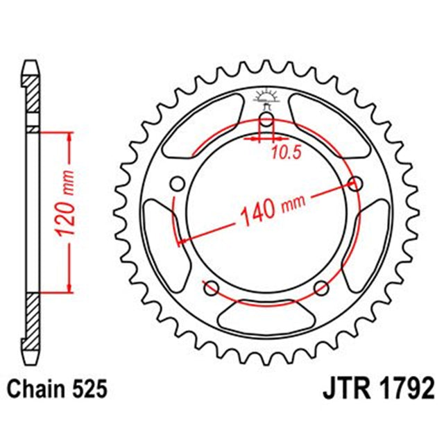 Corona de Acero 47 Dientes Zinc Negro JTR1792 JT Sprockets