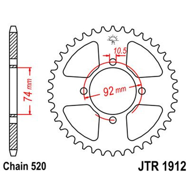 Corona de Acero 42 Dientes JTR1912 JT Sprockets