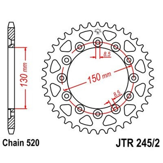 Corona de Acero 48 Dientes JTR245/2 JT Sprockets JTR245/2.48