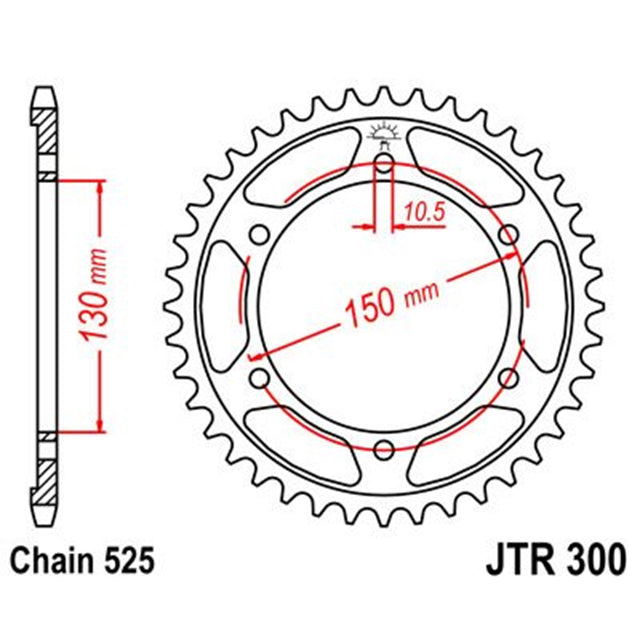 Corona de Acero 42 Dientes Zinc Negro JTR300 JT Sprockets