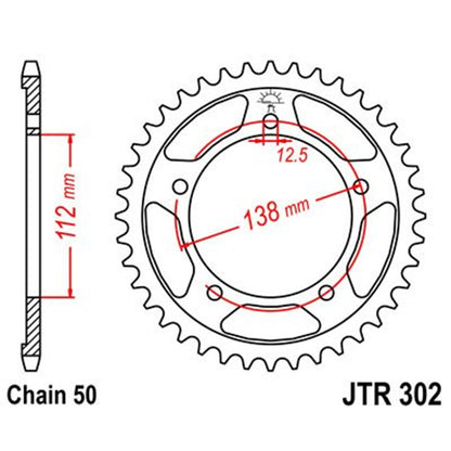 Corona de Acero 44 Dientes Zinc Negro JTR302 JT Sprockets