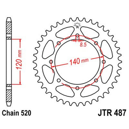 Corona de Acero 43 Dientes Zinc Negro JTR487 JT Sprockets