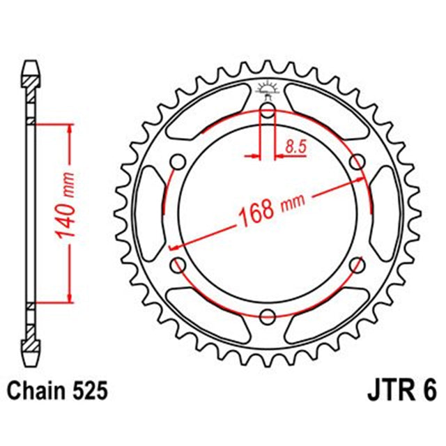 Corona de Acero 42 Dientes Zinc Negro JTR6 JT Sprockets