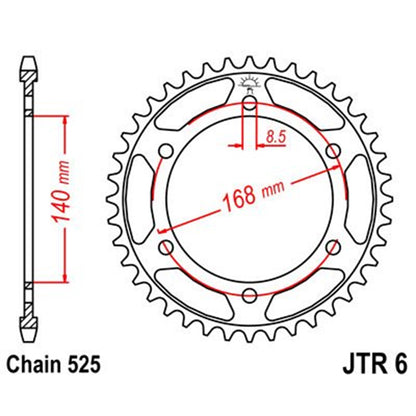 Corona de Acero 42 Dientes Zinc Negro JTR6 JT Sprockets