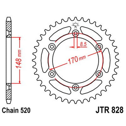 Corona de Acero 50 Dientes JTR828 JT Sprockets