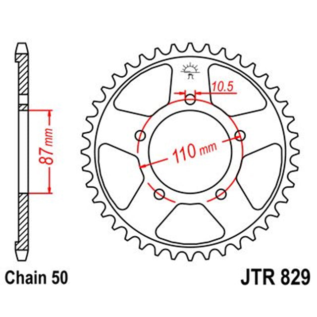 Corona de Acero 46 Dientes JTR829 JT Sprockets