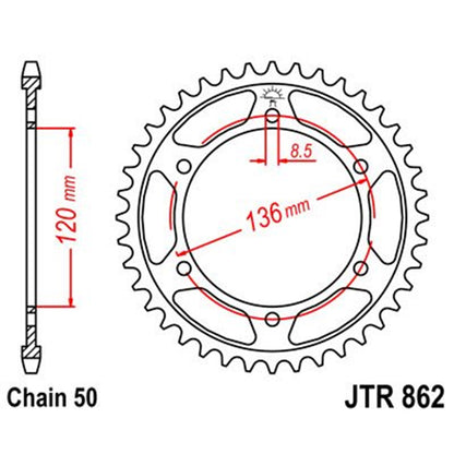 Corona de Acero 45 Dientes JTR862 JT Sprockets
