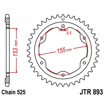 Corona ktm Superduke 1290 Z-38 Acero Zinc Negro JT Sprockets