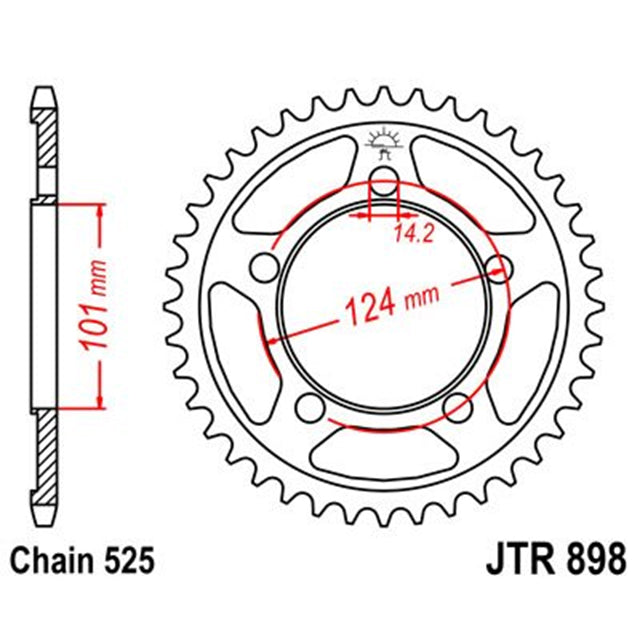Corona de Acero 38 Dientes Zinc Negro JTR898 JT Sprockets