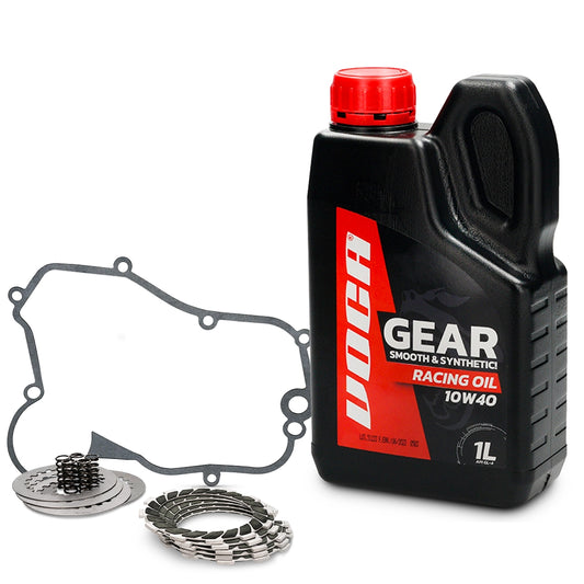 Kit de disques d’embrayage, huile 10W40 1L VOCA Racing et joint d’embrayage Allpro Derbi Euro 3/4/5