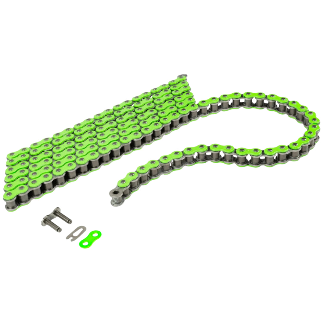 Cadena de transmisión paso 428 140 eslabones verde fluor Stage6