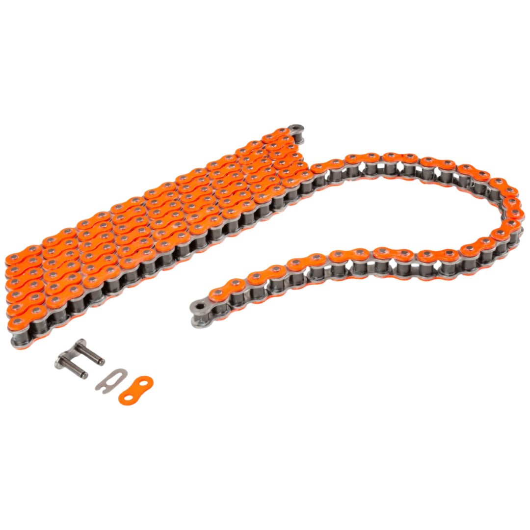 Cadena de transmisión paso 428 140 eslabones naranja fluor Stage6