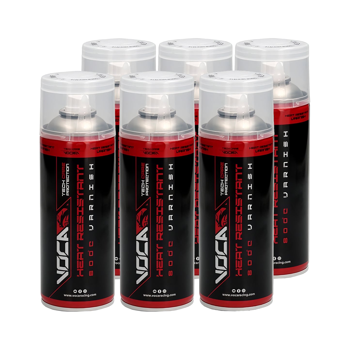 Box of 6 units of heat-resistant lacquer VOCA Racing Heat Resistant 800° transparent 400ml