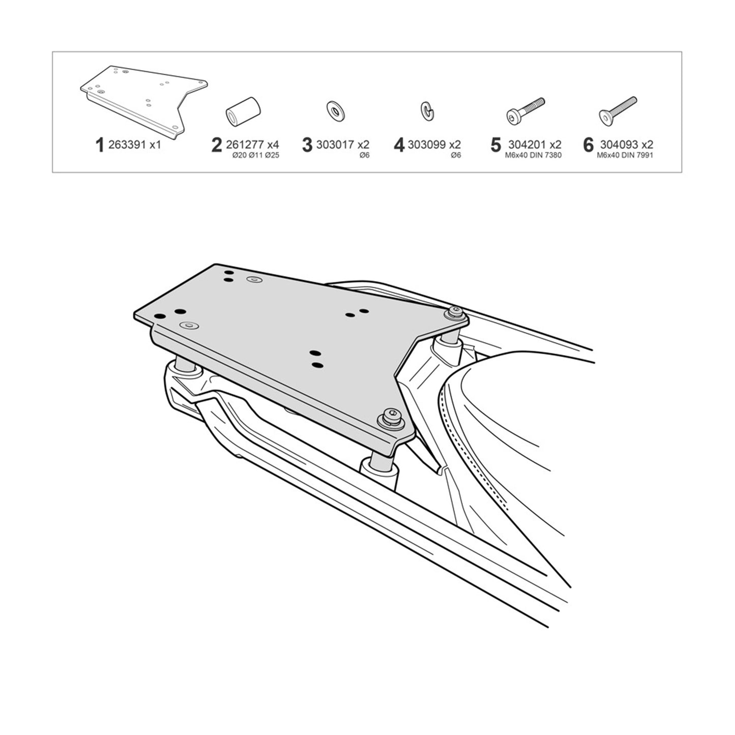 Fixações da mala superior Shad Bmw R1300GS 23-26 