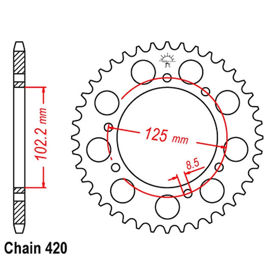 Corona de transmisión Derbi DRD Racing R Bultaco paso 420 IGM - acero