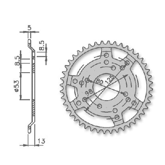 Corona de transmisión Derbi Fenix / Senda <1999 paso 420 IGM - acero