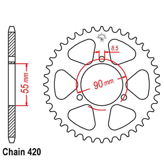 Corona de transmisión Rieju RS2 Matrix paso 420 IGM - acero