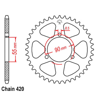 Corona de transmisión Rieju RS2 Matrix paso 420 IGM - acero