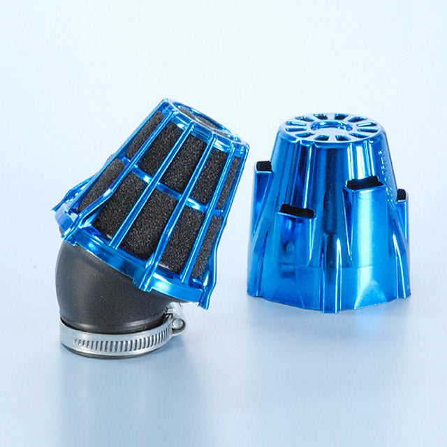 Filtro de aire Polini curvado 30° carcasa plástico azul cromado