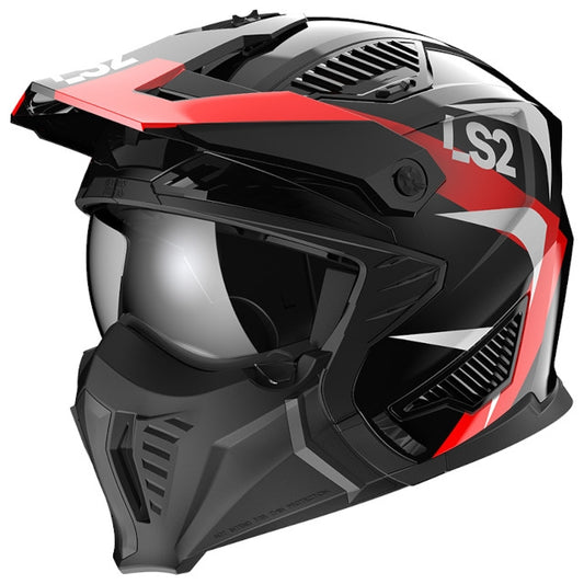 Casco LS2 OF606 Drifter Triality negro-rojo
