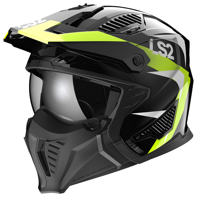 Casco LS2 OF606 Drifter Triality negro-amarillo flúor