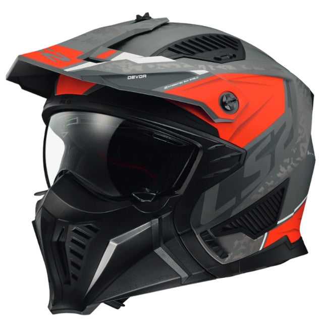Casco LS2 OF606 Drifter Devor titanio mate-rojo