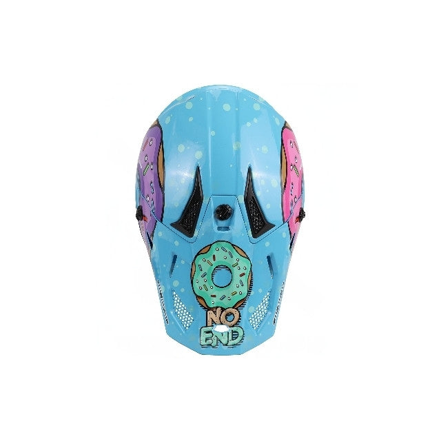 Noend Donuts blue children's motocross helmet