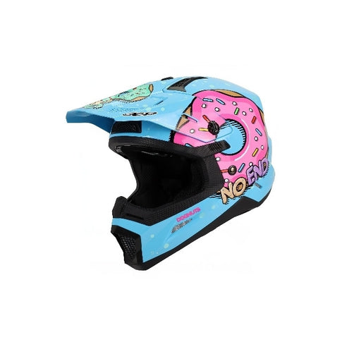 Noend Donuts blue children's motocross helmet