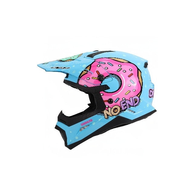 Noend Donuts blue children's motocross helmet