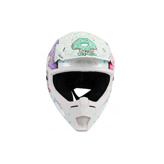 Noend Donuts white children's motocross helmet