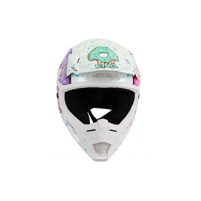 Noend Donuts white children's motocross helmet