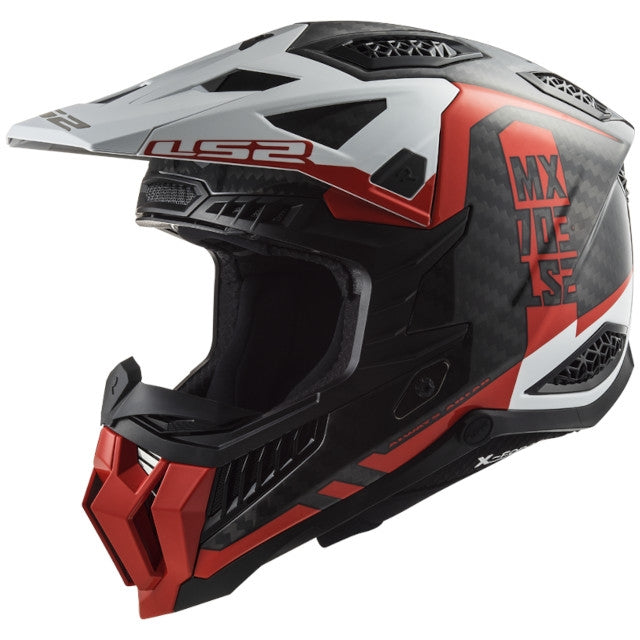 Casco Cross LS2 MX703 X-Force Victory carbono-rojo-blanco