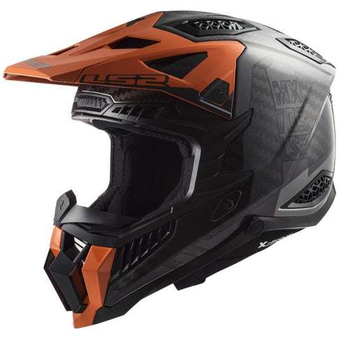 Casco Cross LS2 MX703 X-Force Victory carbono-titanio-naranja